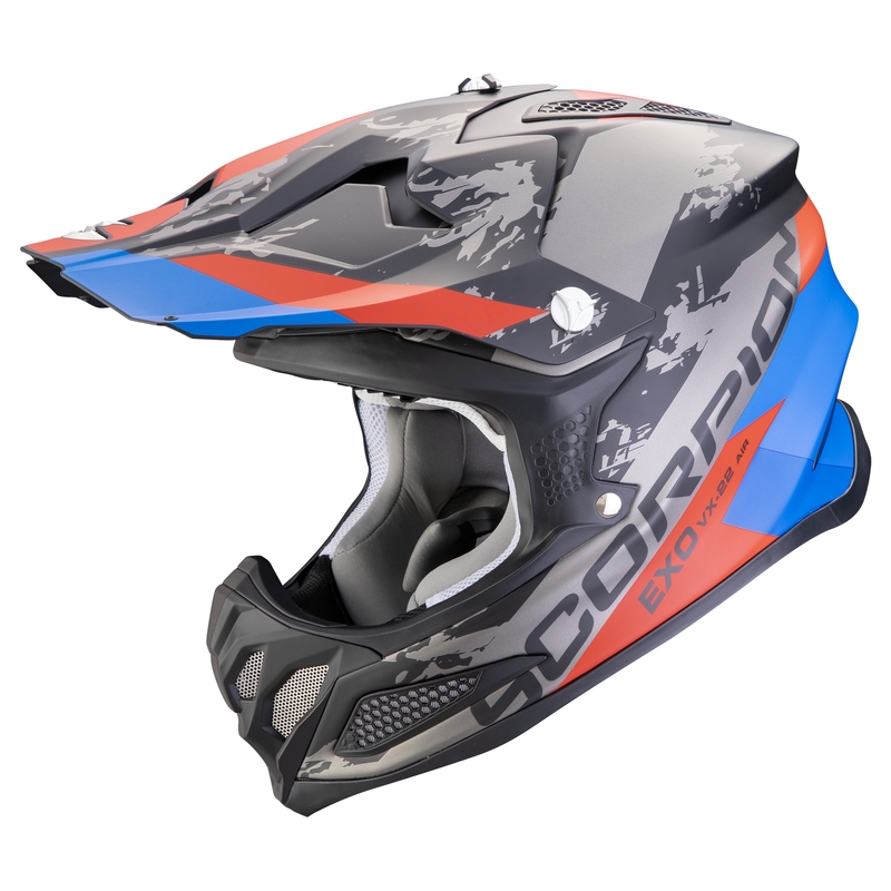 Motorcrosshelm Scorpion VX-22 Air CX mat zwart-blauw-rood uitverkoop