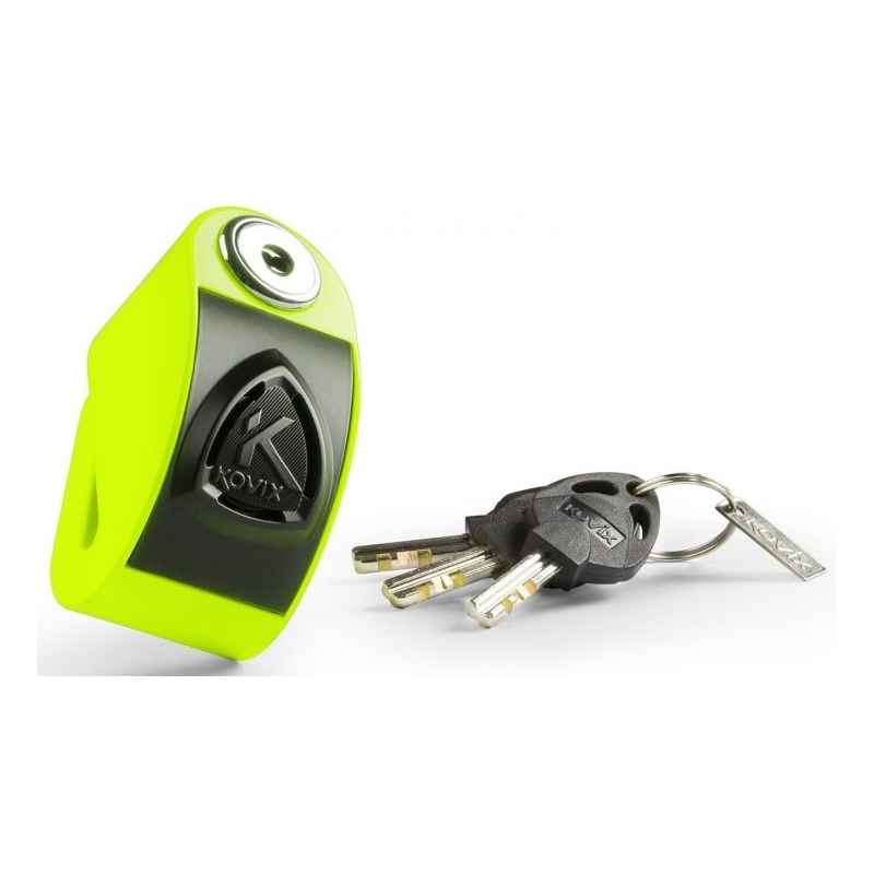Zámek na kotoučovou brzdu s alarmem KOVIX KD6 fluo žlutý