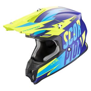 Motorcrosshelm Scorpion VX-16 EVO AIR Slanter mat blauw-fluo geel