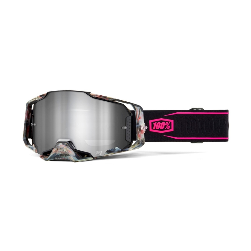 Motorcrossbril 100% - USA ARMEGA Sarcelle zilver plexi