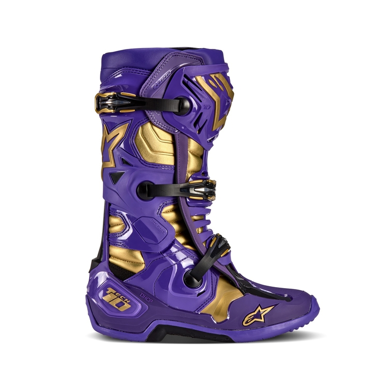 Alpinestars Tech 10 Limited Edition Champ Paars en Goud Motorfiets Laarzen