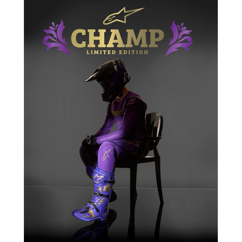 Alpinestars Tech 10 Limited Edition Champ Paars en Goud Motorfiets Laarzen