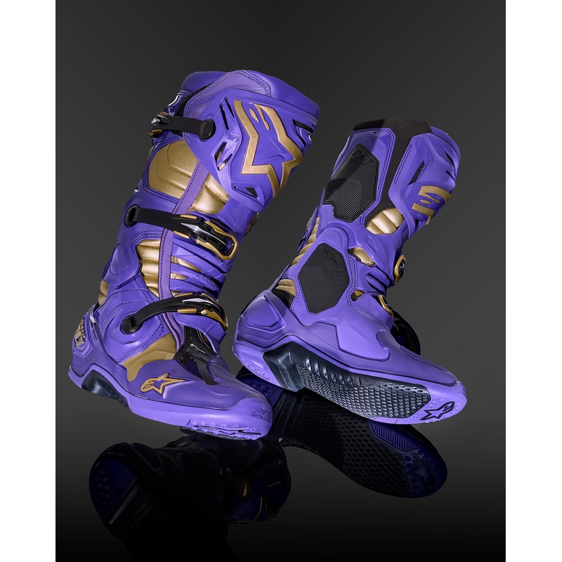 Alpinestars Tech 10 Limited Edition Champ Paars en Goud Motorfiets Laarzen