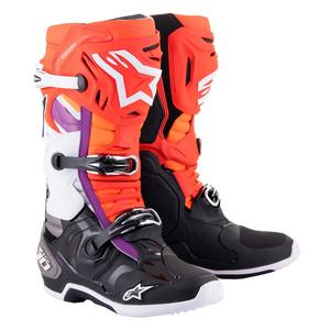 Alpinestars Tech 10 oranje-geel-paars-wit-zwarte motorlaarzen