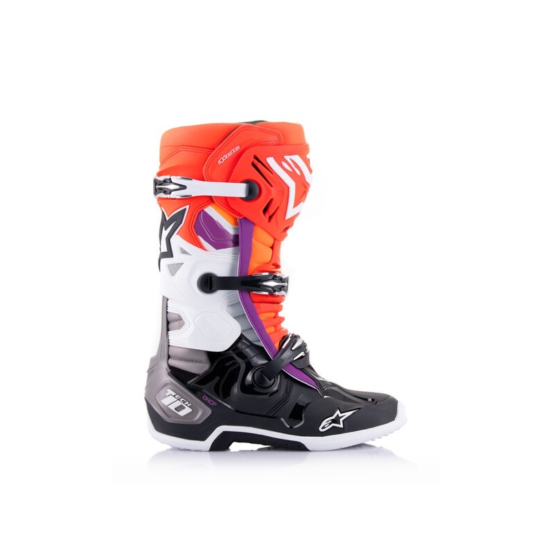 Alpinestars Tech 10 oranje-geel-paars-wit-zwarte motorlaarzen