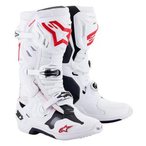 Alpinestars Tech 10 Supervented Motorfietslaarzen Geperforeerd Wit, Rood en Zwart
