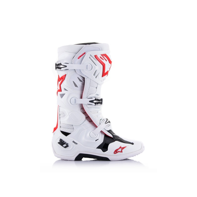 Alpinestars Tech 10 Supervented Motorfietslaarzen Geperforeerd Wit, Rood en Zwart