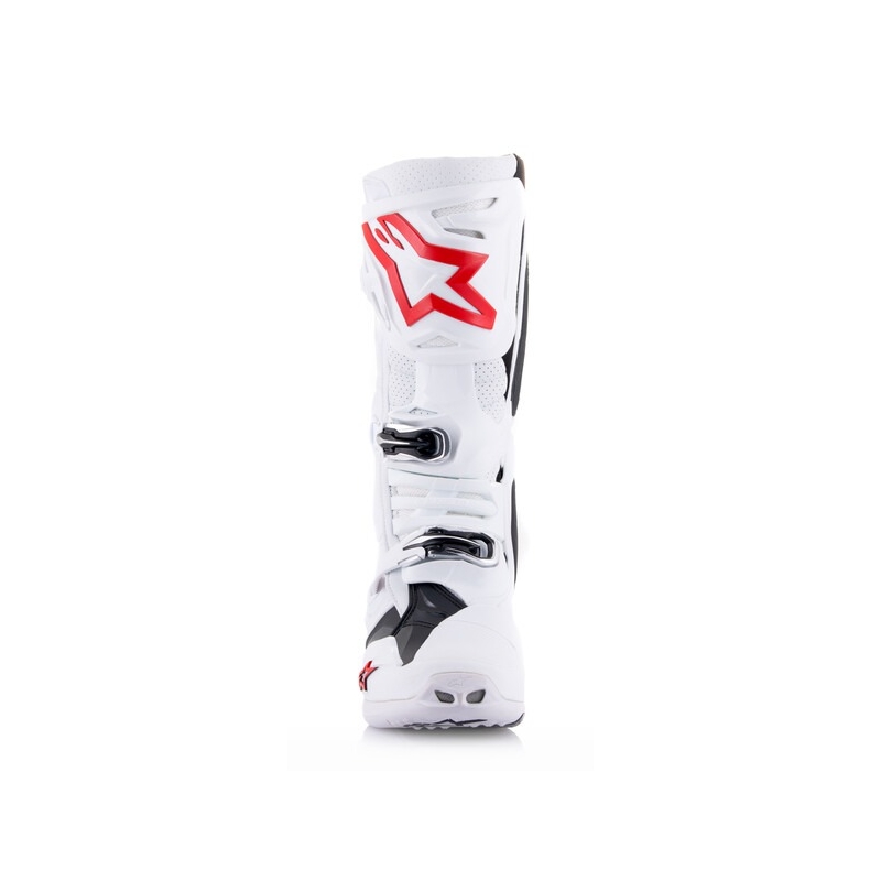 Alpinestars Tech 10 Supervented Motorfietslaarzen Geperforeerd Wit, Rood en Zwart