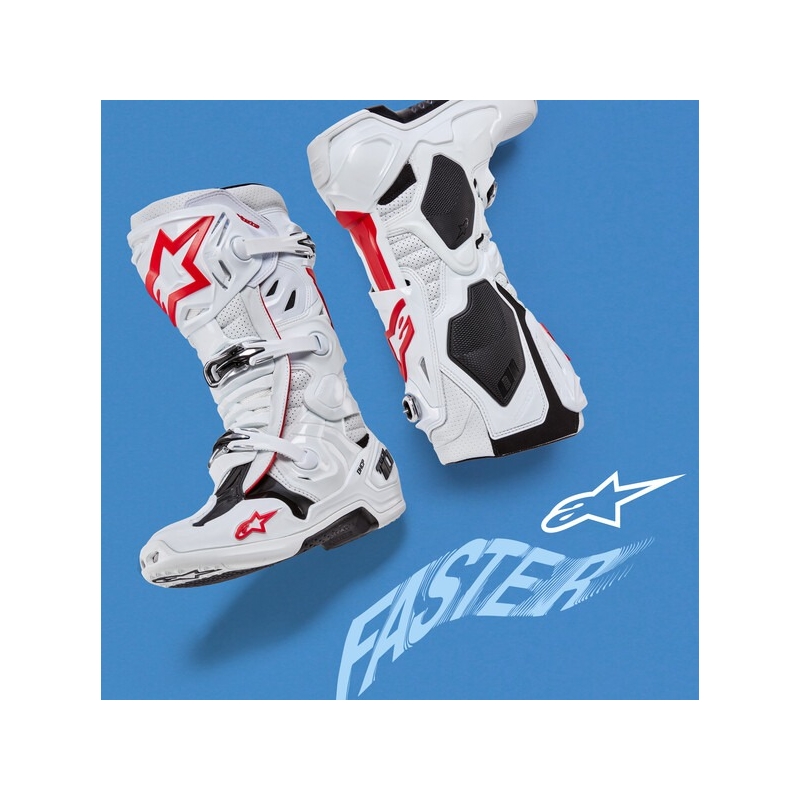 Alpinestars Tech 10 Supervented Motorfietslaarzen Geperforeerd Wit, Rood en Zwart
