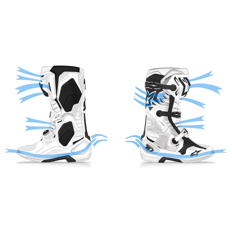 Alpinestars Tech 10 Supervented Motorfietslaarzen Geperforeerd Wit, Rood en Zwart