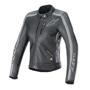 Alpinestars Stella Dyno zwart-grijs leren motorjack voor dames