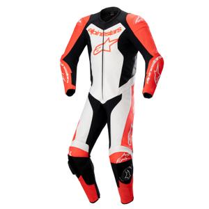Alpinestars GP Force Lurv fluor rood-wit-zwart eendelig leren motorpak