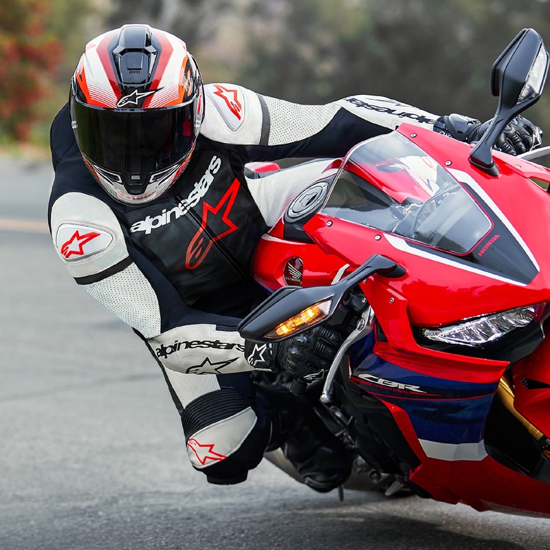 Alpinestars GP Force Lurv fluor rood-wit-zwart eendelig leren motorpak