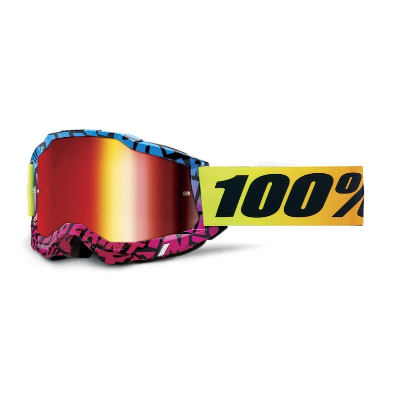 Motorcrossbril 100% ACCURI 2 Special UTV/OTG - limited edition Ken Block rood met chromen plexi