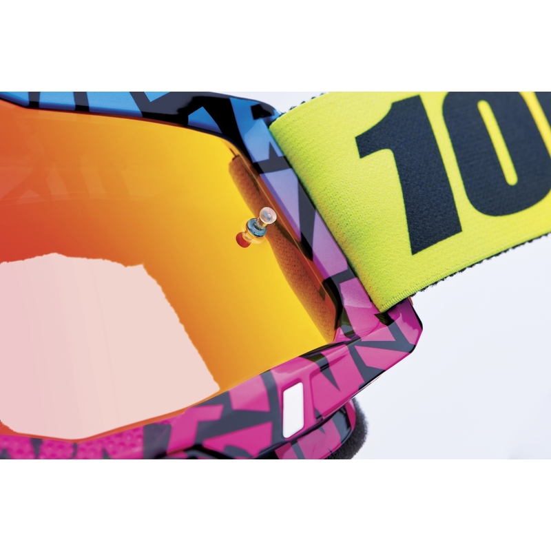 Motorcrossbril 100% ACCURI 2 Special UTV/OTG - limited edition Ken Block rood met chromen plexi