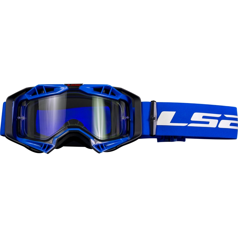 LS2 Aura Enduro motorcrossbril zwart-blauw helder plexi