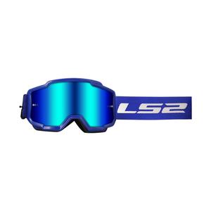 LS2 Charger blauwe motorcrossbril met iridium plexi