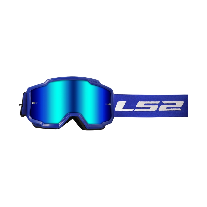 LS2 Charger blauwe motorcrossbril met iridium plexi