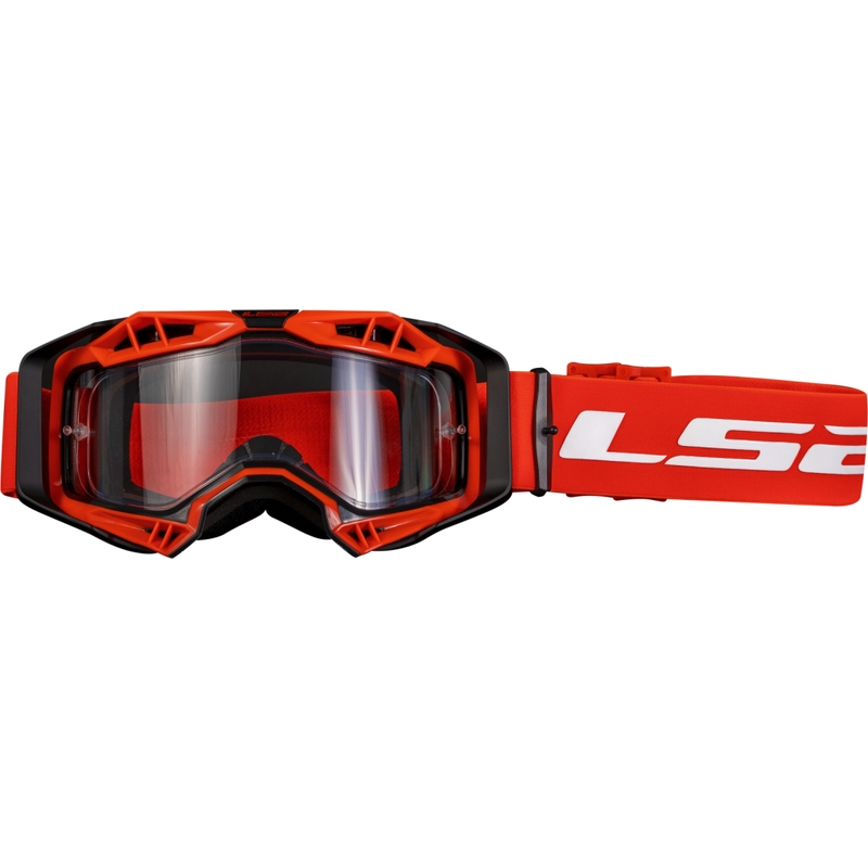 LS2 Aura Enduro motorcrossbril rood helder plexi