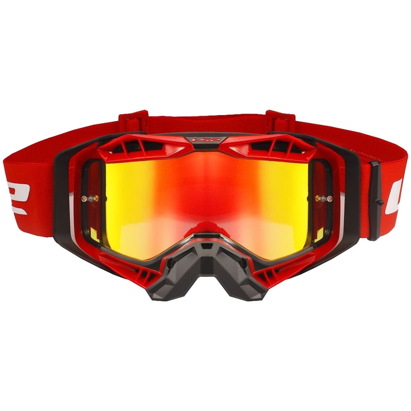 Motorcrossbril LS2 Aura PRO zwart-rood iridium plexi