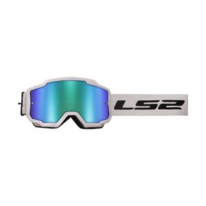 LS2 Charger H-V motorcrossbril wit met groen iridium plexi