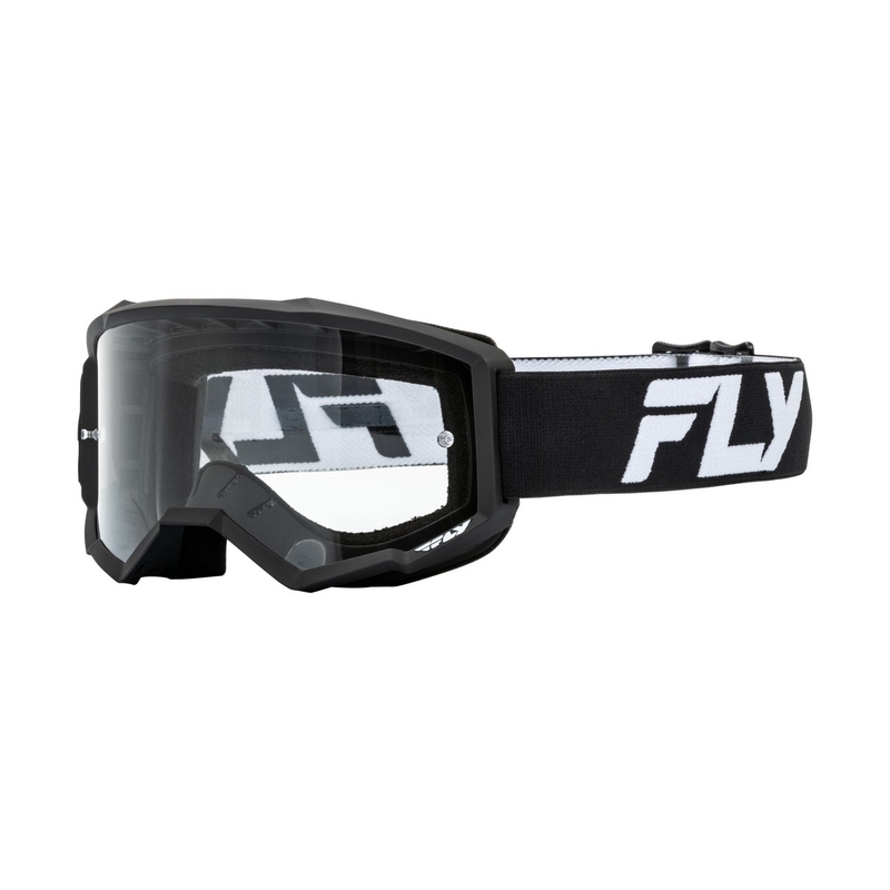 Motorcrossbril FLY Racing Focus zwart-wit met helder plexi