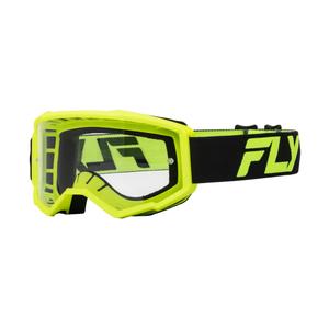 Motorcrossbril FLY Racing Focus zwart-fluogeel met helder plexi