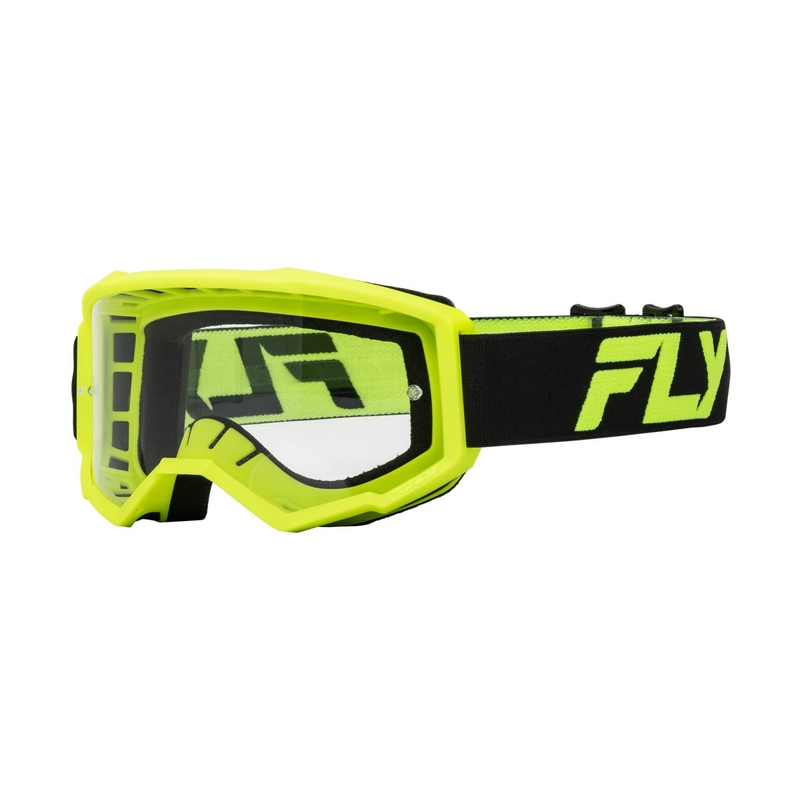 Motorcrossbril FLY Racing Focus zwart-fluogeel met helder plexi