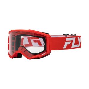 Motorcrossbril FLY Racing Focus rood en wit met helder plexi