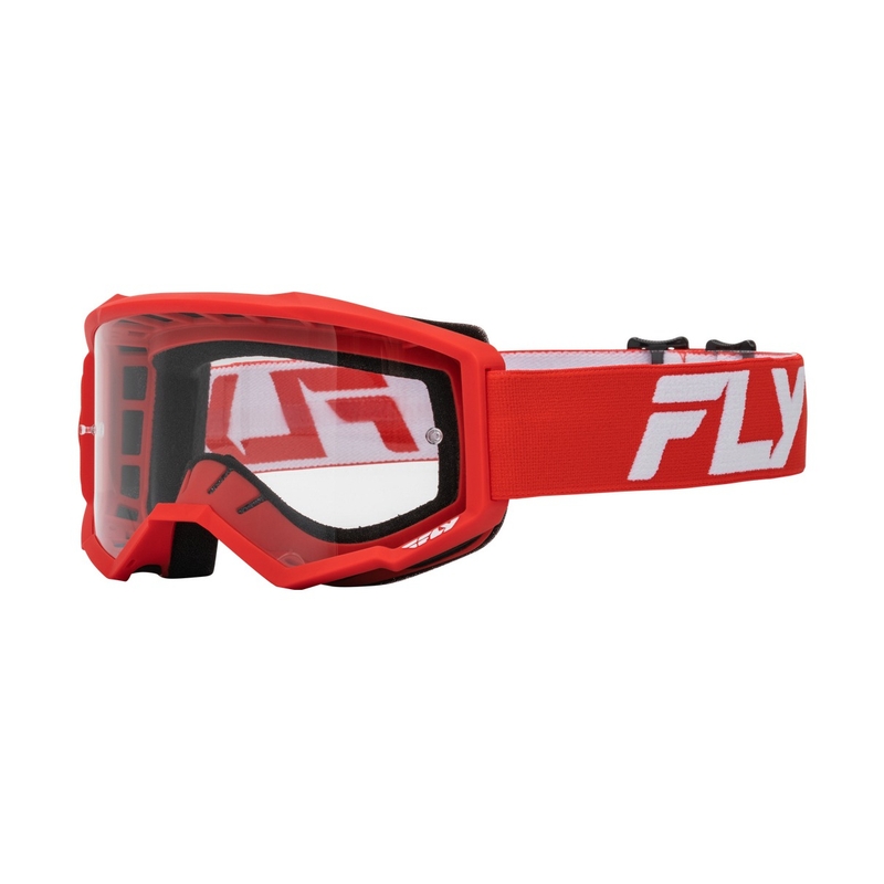 Motorcrossbril FLY Racing Focus rood en wit met helder plexi