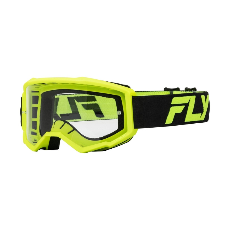 Kinder motorcrossbril FLY Racing Focus zwart-fluo geel met helder plexi