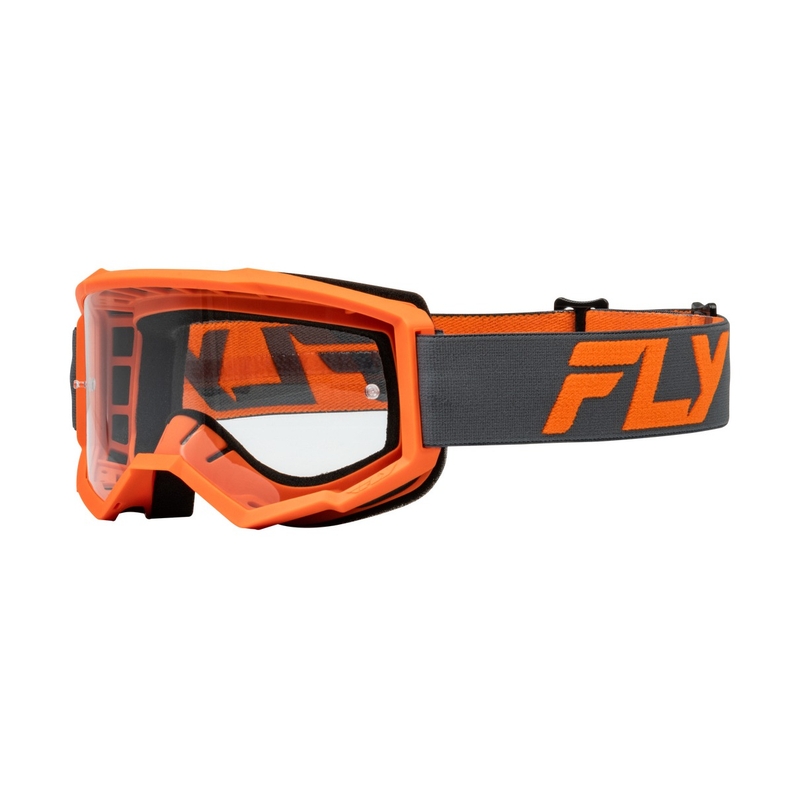 Kinder motorcrossbril FLY Racing Focus zwart-oranje met helder plexi