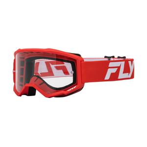 Kinder motorcrossbril FLY Racing Focus rood en wit met helder plexi
