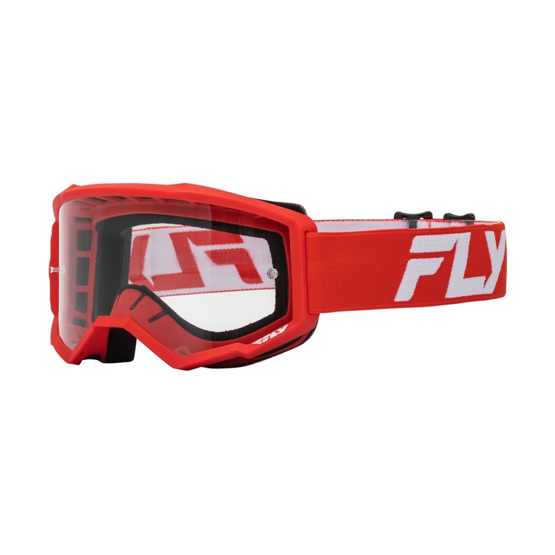 Kinder motorcrossbril FLY Racing Focus rood en wit met helder plexi