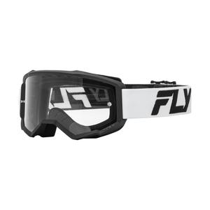 Kinder motorcrossbril FLY Racing Focus zwart-wit met helder plexi