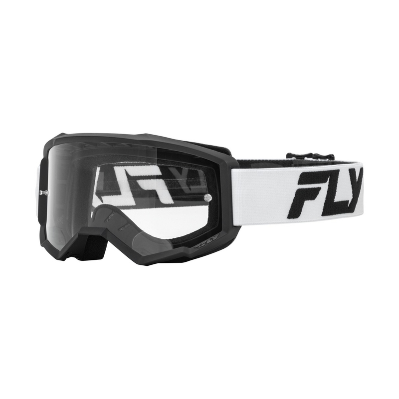 Kinder motorcrossbril FLY Racing Focus zwart-wit met helder plexi