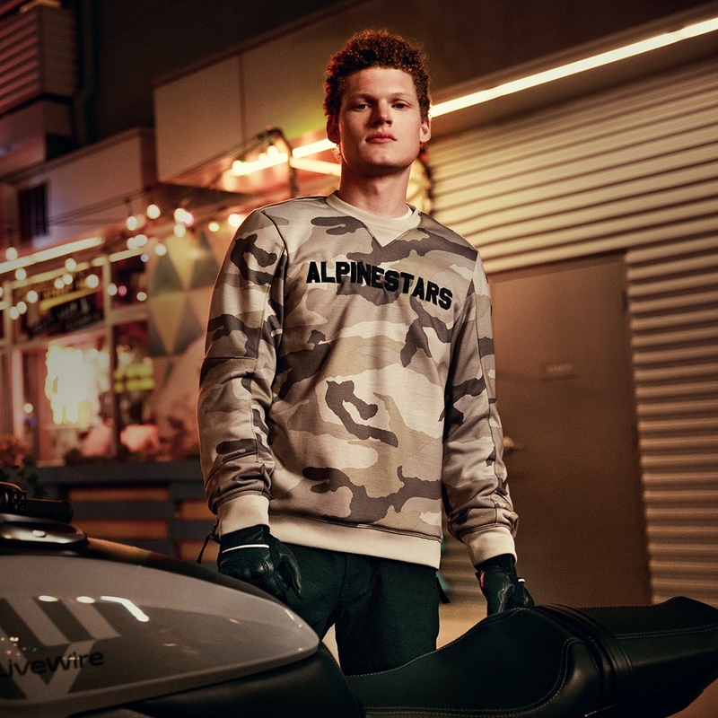 Alpinestars Legit Crew Fleece motortrui licht camouflagegrijs