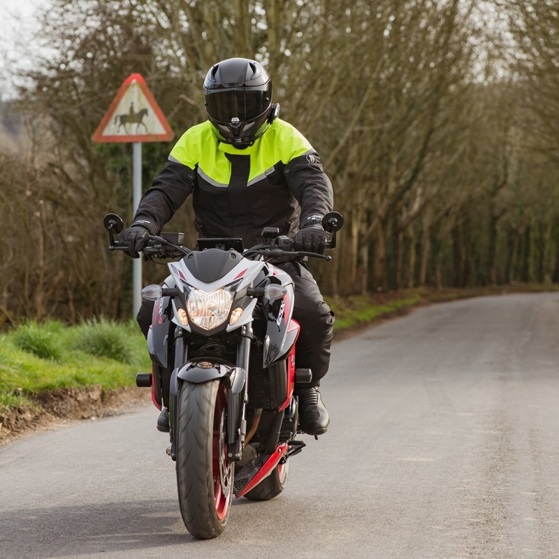 Motorjas Oxford Spartan Long WP zwart-fluogeel
