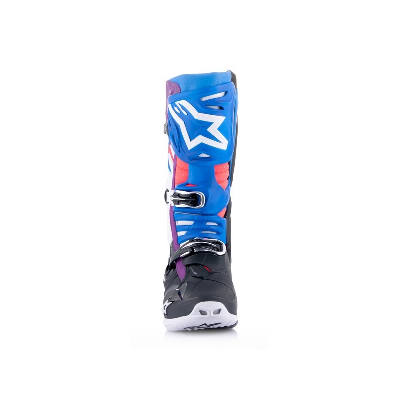 Alpinestars Tech 10 Supervented Geperforeerd Blauw-Paars-Roze-Wit-Grijs-Zwart Motorfietslaarzen