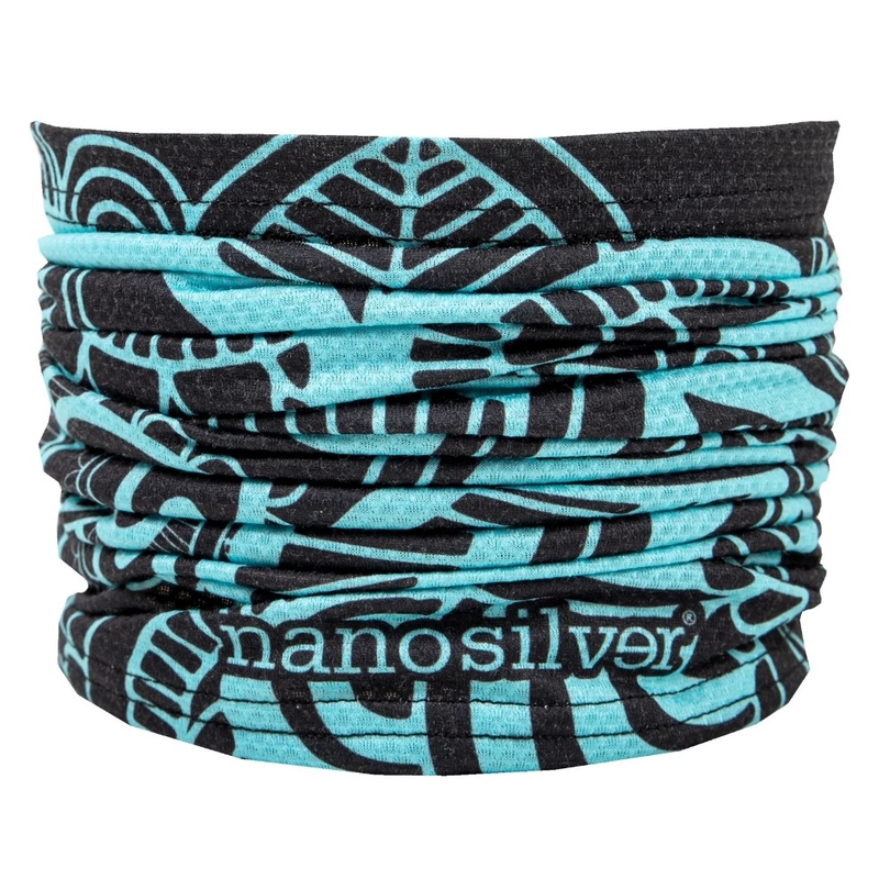 Multifunctionele nekwarmer nanosilver® Bloem zwart-turquoise