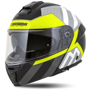 Cassida Modulo 2.1 Profile flip-up motorhelm wit-zwart-fluo geel-grijs
