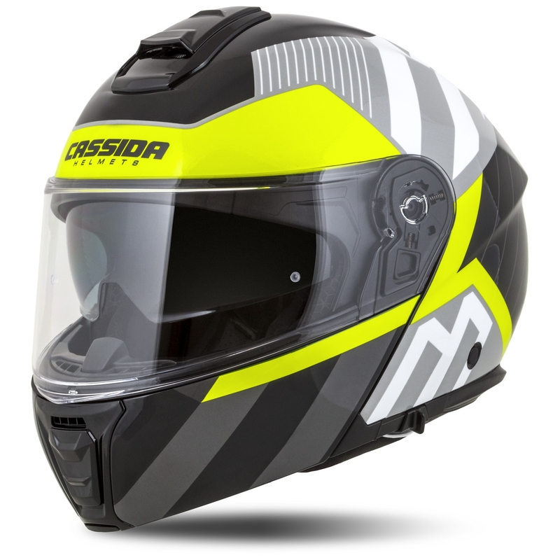 Cassida Modulo 2.1 Profile flip-up motorhelm wit-zwart-fluo geel-grijs