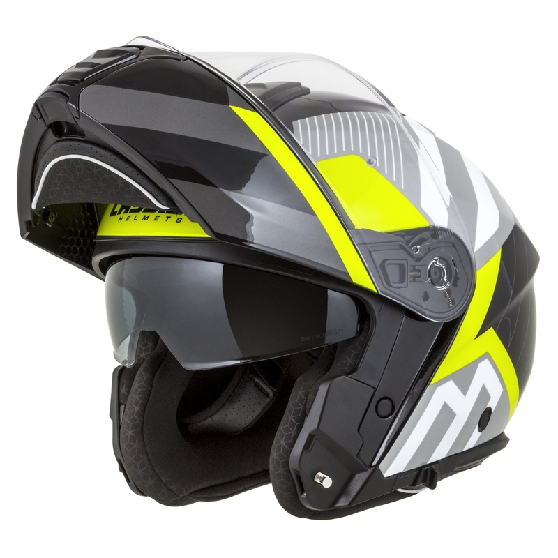 Cassida Modulo 2.1 Profile flip-up motorhelm wit-zwart-fluo geel-grijs