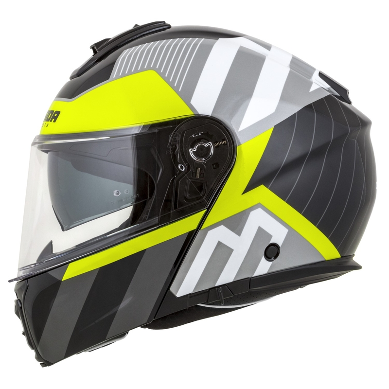 Cassida Modulo 2.1 Profile flip-up motorhelm wit-zwart-fluo geel-grijs
