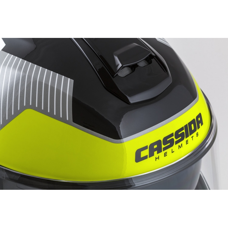 Cassida Modulo 2.1 Profile flip-up motorhelm wit-zwart-fluo geel-grijs