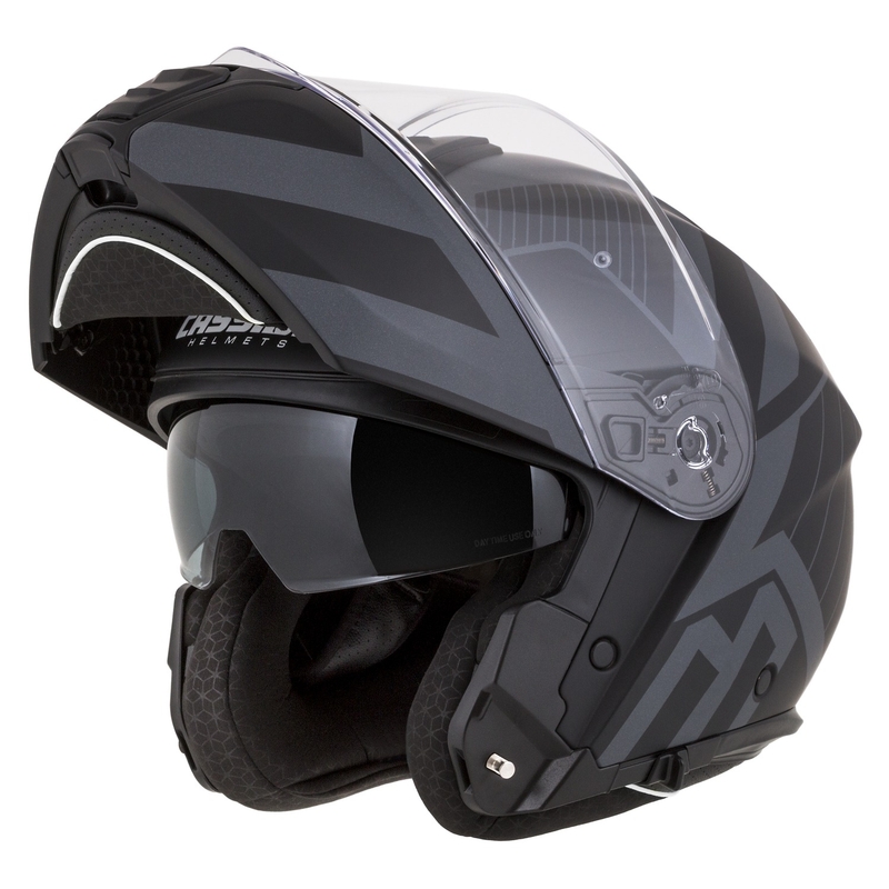 Cassida Modulo 2.1 Profile Vision flip-up motorhelm mat zwart-grijs reflecterend
