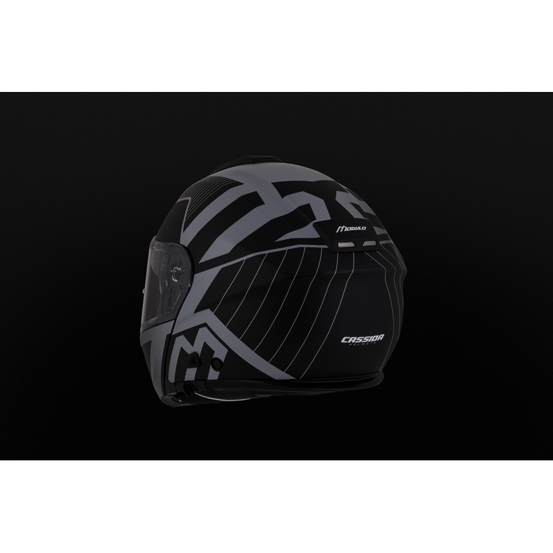 Cassida Modulo 2.1 Profile Vision flip-up motorhelm mat zwart-grijs reflecterend