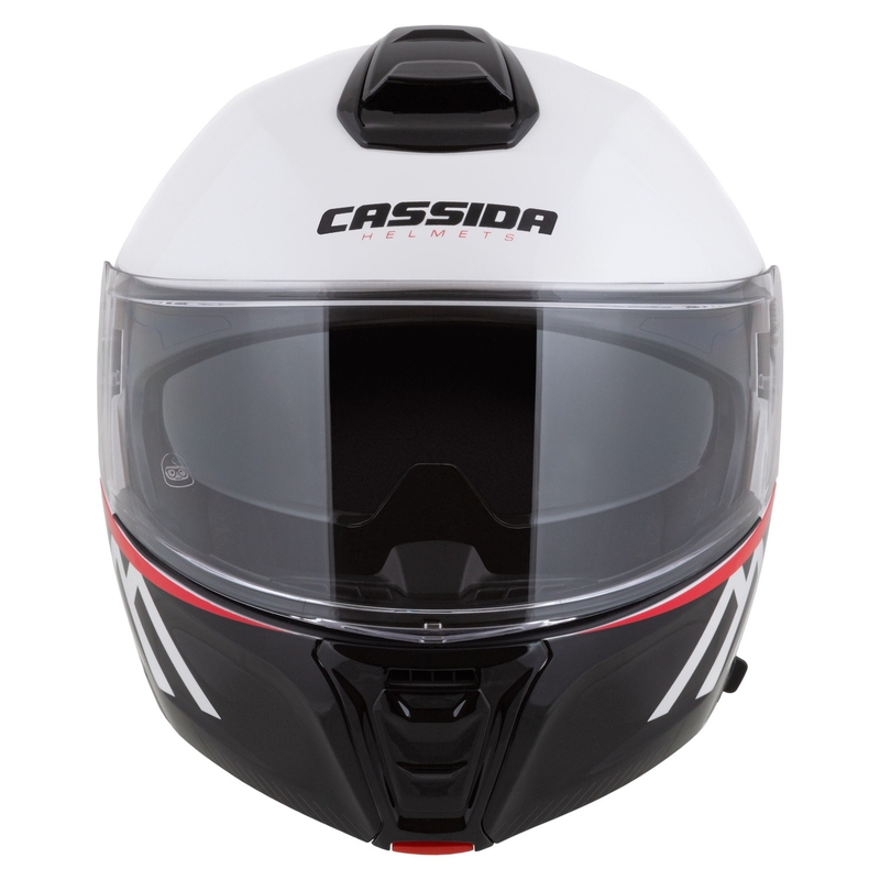 Cassida Modulo 2.1 Compass flip-up motorhelm parelwit-zwart-rood-zilver