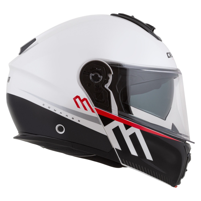 Cassida Modulo 2.1 Compass flip-up motorhelm parelwit-zwart-rood-zilver