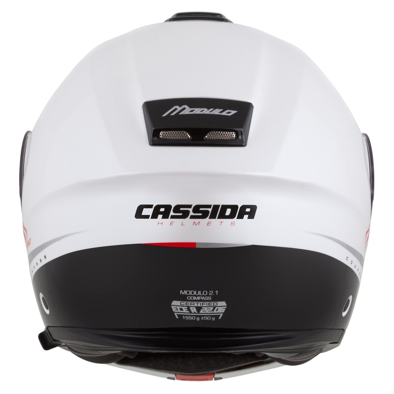 Cassida Modulo 2.1 Compass flip-up motorhelm parelwit-zwart-rood-zilver